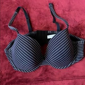 Cacique Black and White Striped Bra 42C